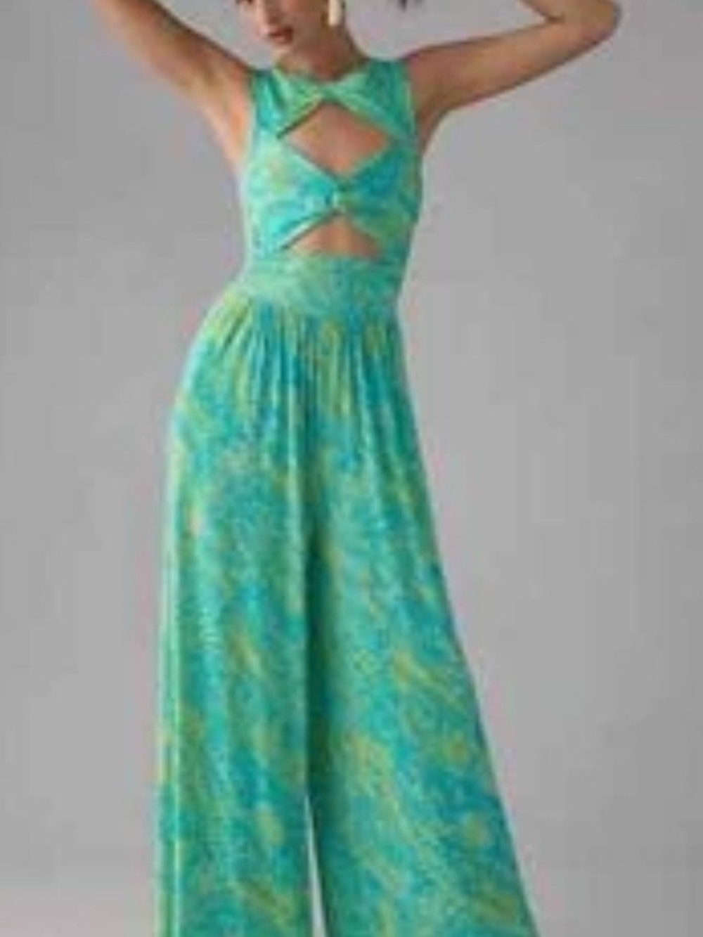 Plenty by Tracy Reese Teal & Aqua Cutout Maxi Jumpsuit